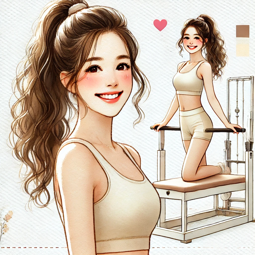 マシンピラティスのレッスンで引き締まった体に変化した女性