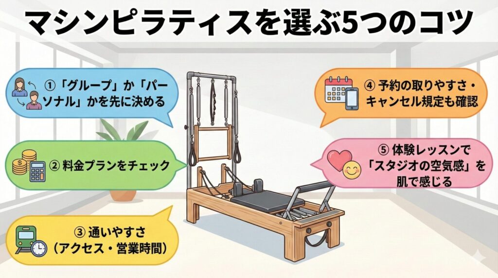 大森のマシンピラティスおすすめ9選|料金・通いやすさ・特徴を徹底比較 マシンピラティスを選ぶ5つのコツ