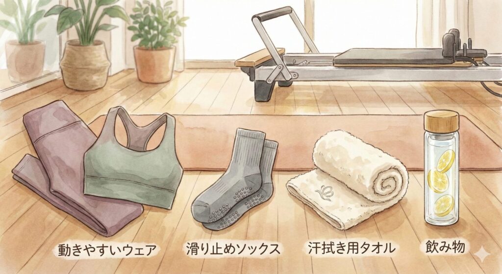 【体験レポ】ララピラティスの口コミは本当?料金・効果・予約方法まで徹底レビュー レッスンの持ち物リスト