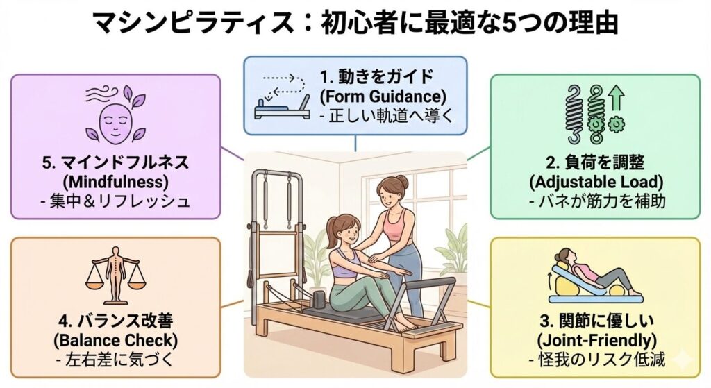 マシンピラティスが初心者に最適な5つの理由