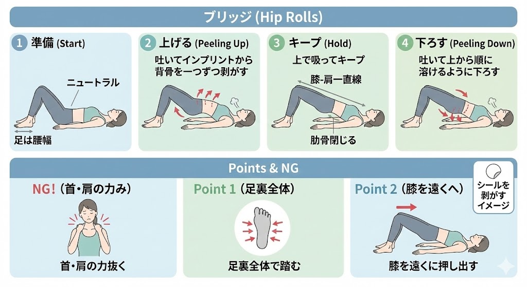 ブリッジのやり方の図解イラスト