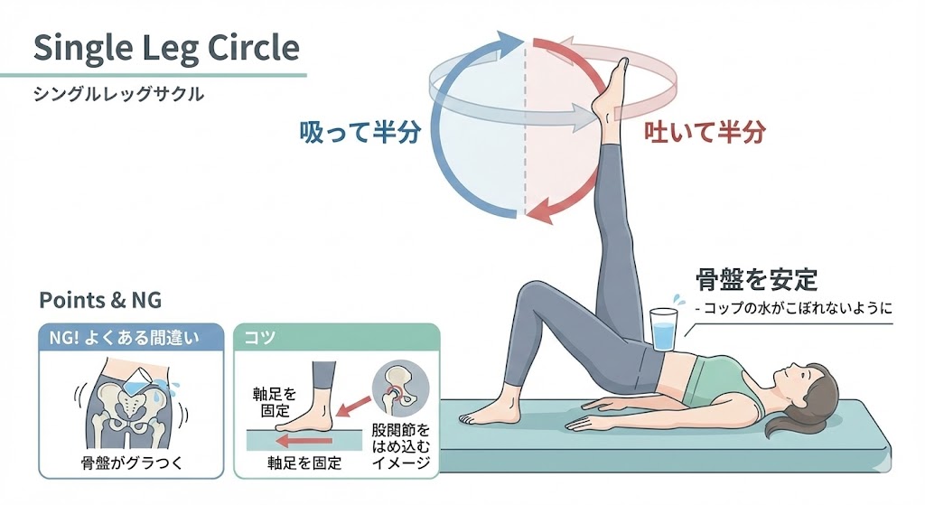 シングルレッグサークルのやり方の図解イラスト