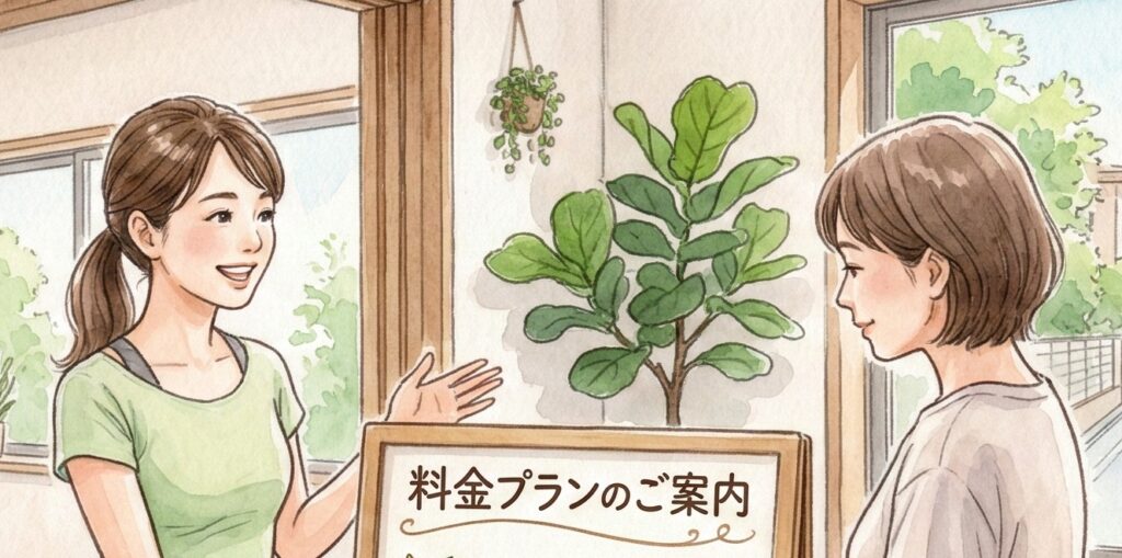 ピラティスKの口コミは本当?無料体験の流れ・料金・リアルな感想まとめ 料金プランの説明をするインストラクターと体験レッスンを受けた女性
