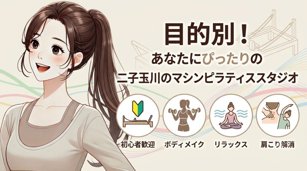 【2026年最新】二子玉川のマシンピラティススタジオおすすめ7選|目的別の選び方も徹底ガイド 目的別!あなたにぴったりの二子玉川のマシンピラティススタジオ