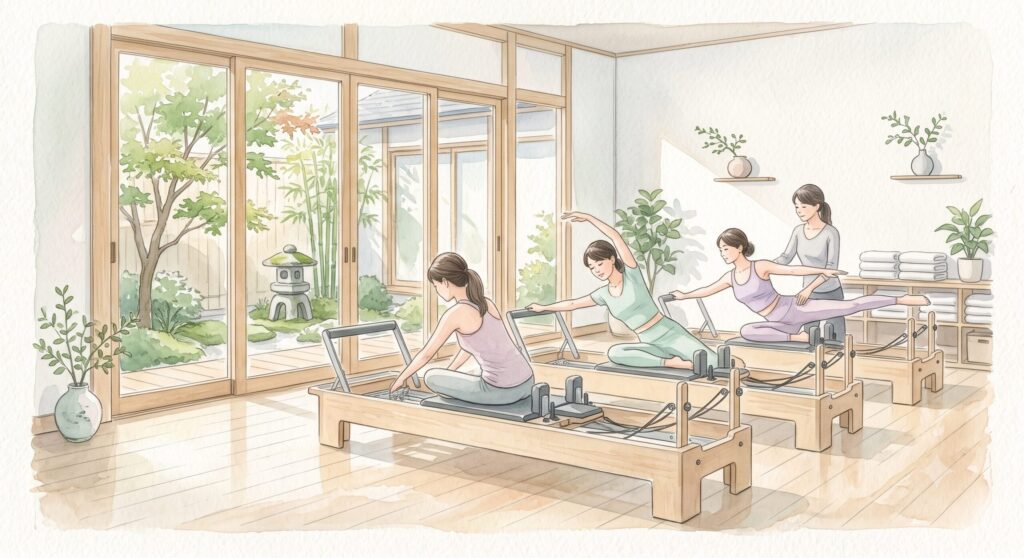 マシンピラティスのレッスン中の様子