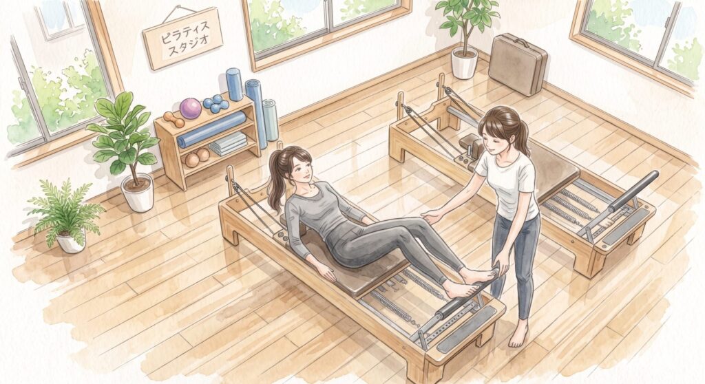 インストラクターの指導を受けているAyana