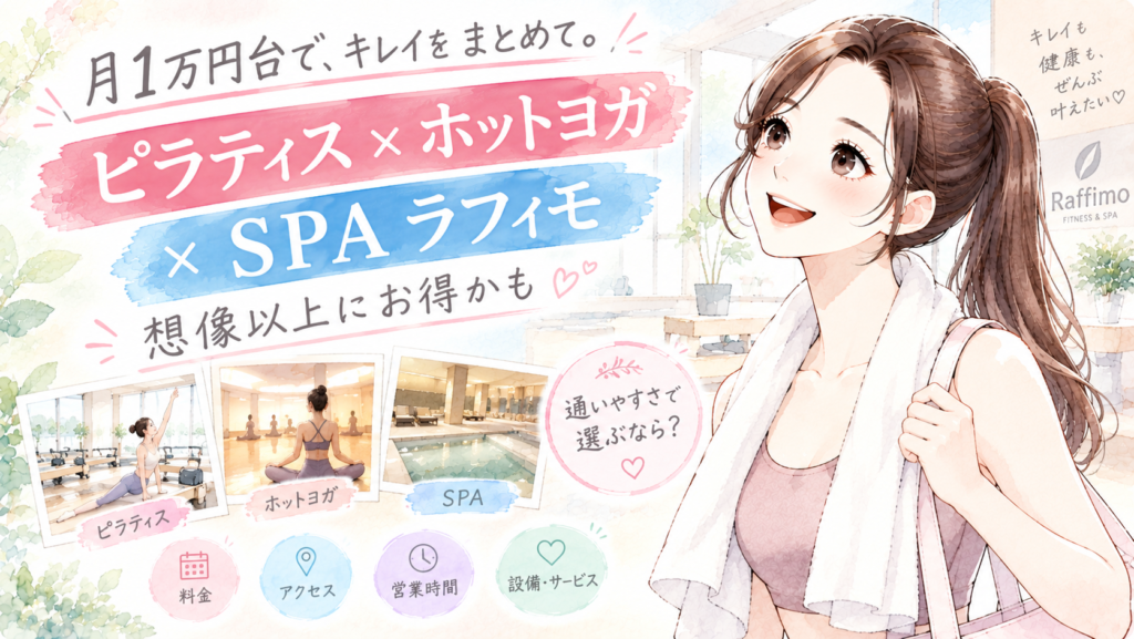 月1万円台で、キレイをまとめて。 ピラティス×ホットヨガ ×SPA ラフィモ 想像以上にお得かも 通いやすさで選ぶなら？